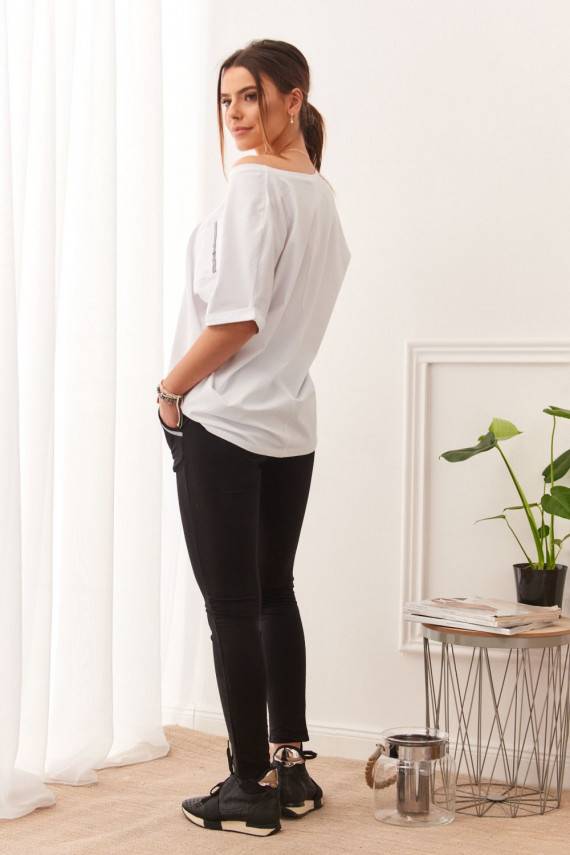 Sieviešu treniņtērps ar īsām piedurknēm DD_1014_WHITE/BLACK