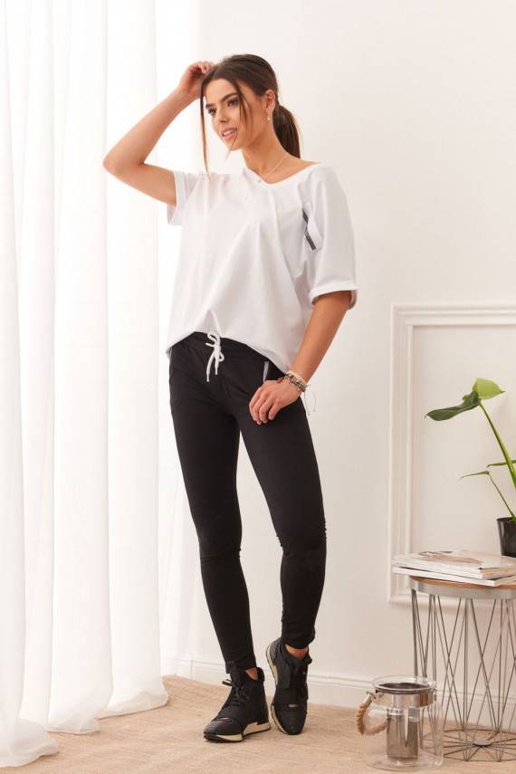 Sieviešu treniņtērps ar īsām piedurknēm DD_1014_WHITE/BLACK