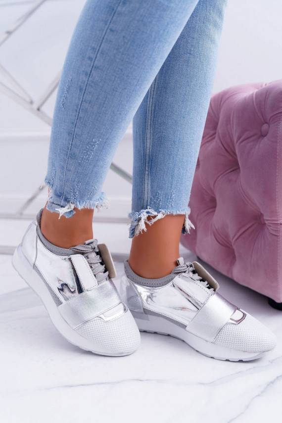 Lu Boo Sieviešu Sudraba krāsas Sportiska stila apavi Madoni