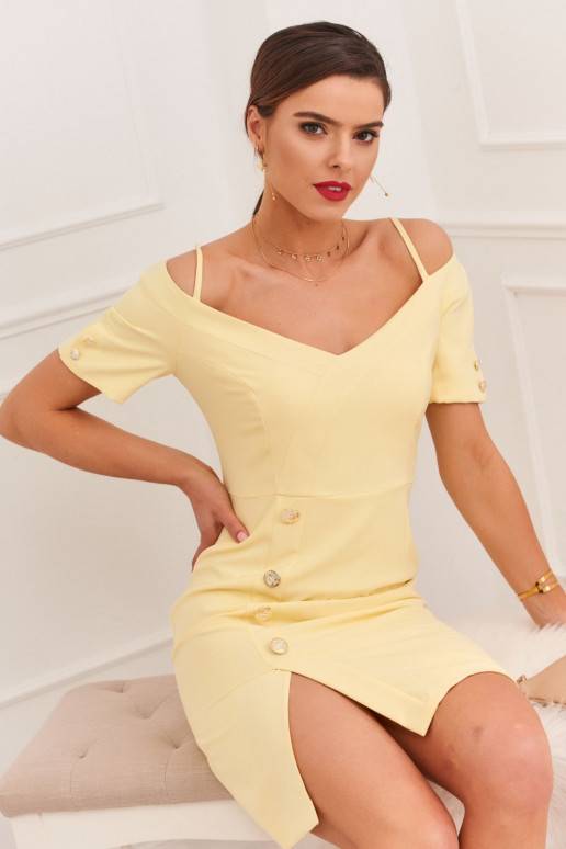 Eleganta kleita Carmen dzeltenā krāsā 0484_LEMON