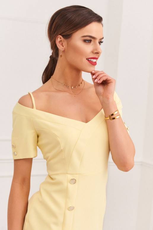 Eleganta kleita Carmen dzeltenā krāsā 0484_LEMON Eleganta kleita Carmen dzeltenā krāsā 0484_LEMON
