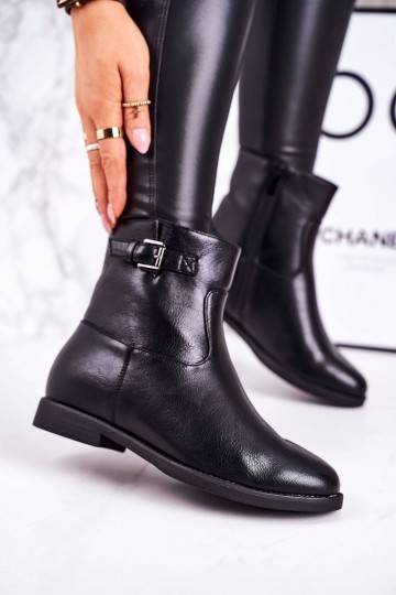 siltināti Sieviešu puszābaki ar sprādzēm melnas krāsas Halfway