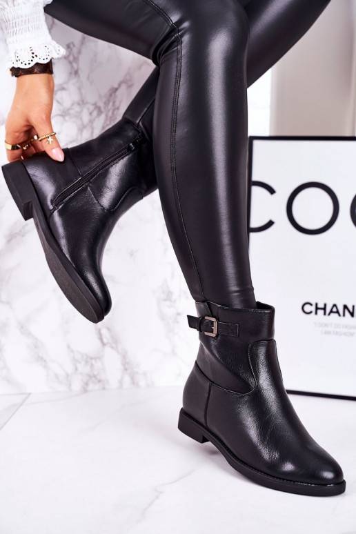   siltināti Sieviešu puszābaki ar sprādzēm melnas krāsas Halfway