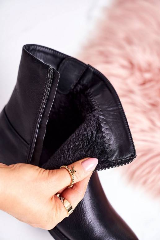   siltināti Sieviešu puszābaki ar sprādzēm melnas krāsas Halfway