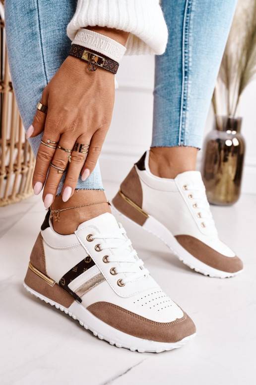 Stilīgasrnas brīvā laika apavi baltas krāsas-Haki krāsas Lifestyle