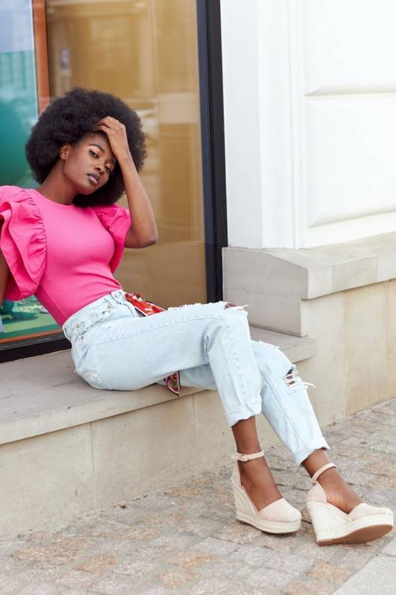 ar platformus basenes Z Plecionką smilšu krāsas Avocado