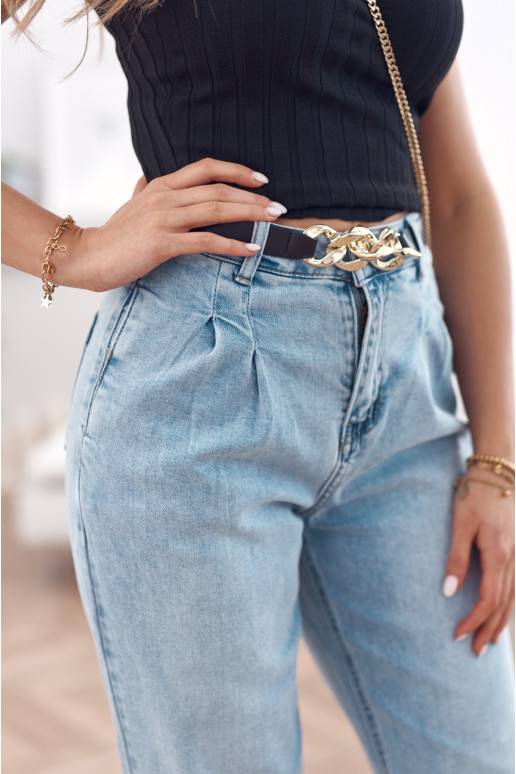 Gaiši zilse džinsi  ar siksnu