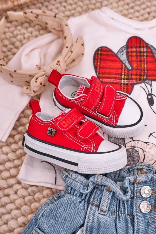 Bērnu brīvā laika apavi ar lipīgām aizdarēm BIG STAR HH374202 sarkanas krāsas