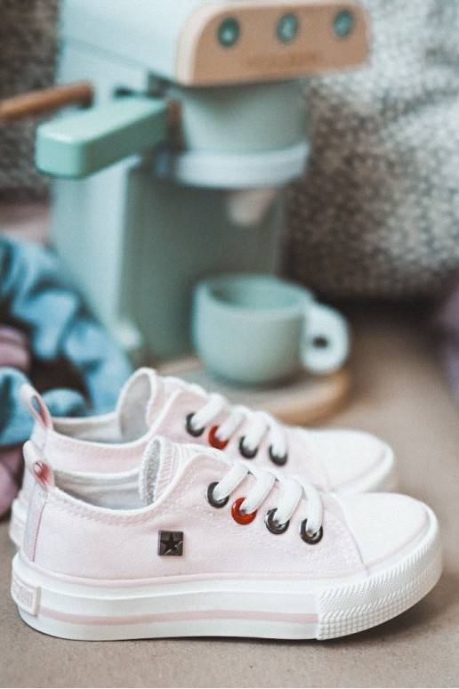 Bērnu apavi Klasiska modeļa sporta apavi ar līdzenu zoli BIG STAR HH374093 Rozā krāsas