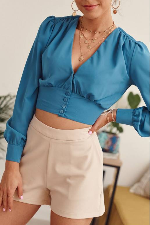 Īsa blūze ar garām piedurknēm