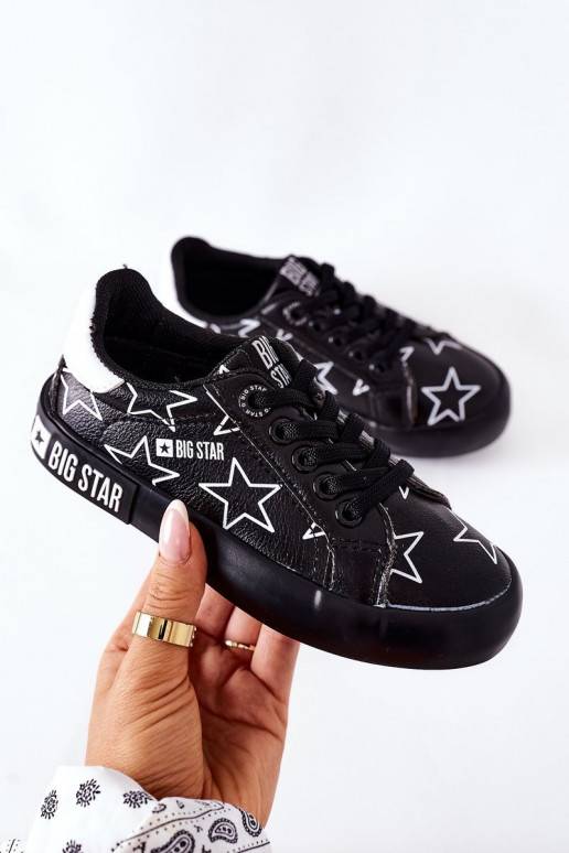 Bērnu apavi Dabīgas ādas Sporta apavi BIG STAR II374002 melnas krāsas