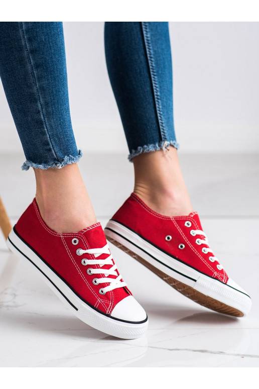 Klasiska modeļa sarkanas krāsas brīvā laika apavi