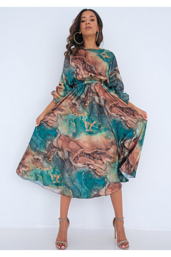 Zaļa kleita ar rakstiem Green Marble