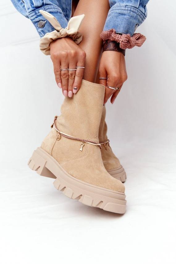 zamšādas masīvi zābaki Lewski Shoes 3006-0 Piaskowe