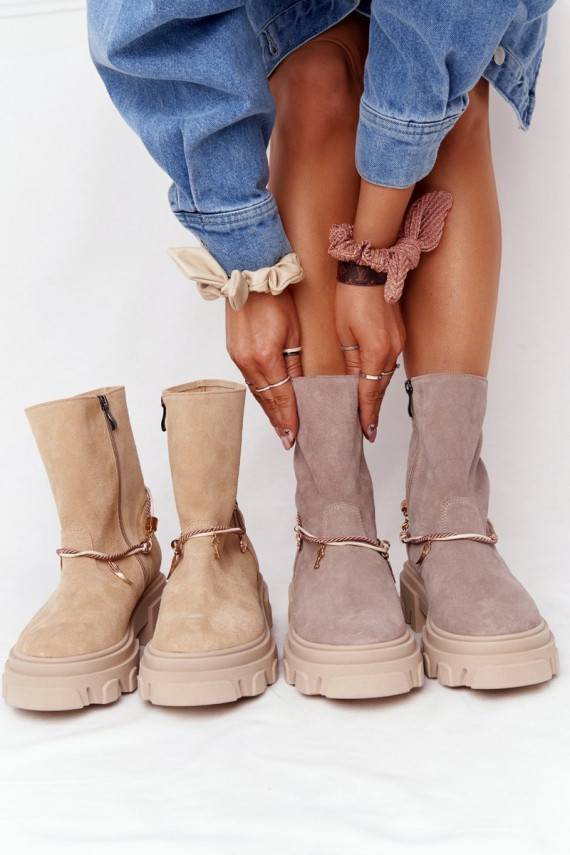 zamšādas masīvi zābaki Lewski Shoes 3006-0 Piaskowe