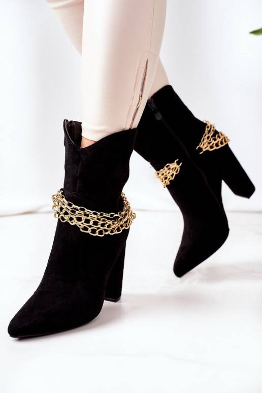 siltināti Sieviešu puszābaki ar papēdi melnas krāsas Good Impression