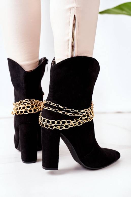 siltināti Sieviešu puszābaki ar papēdi melnas krāsas Good Impression