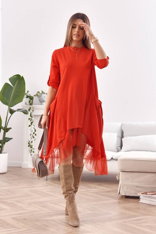 Asimetriska kleita oversize sarkans