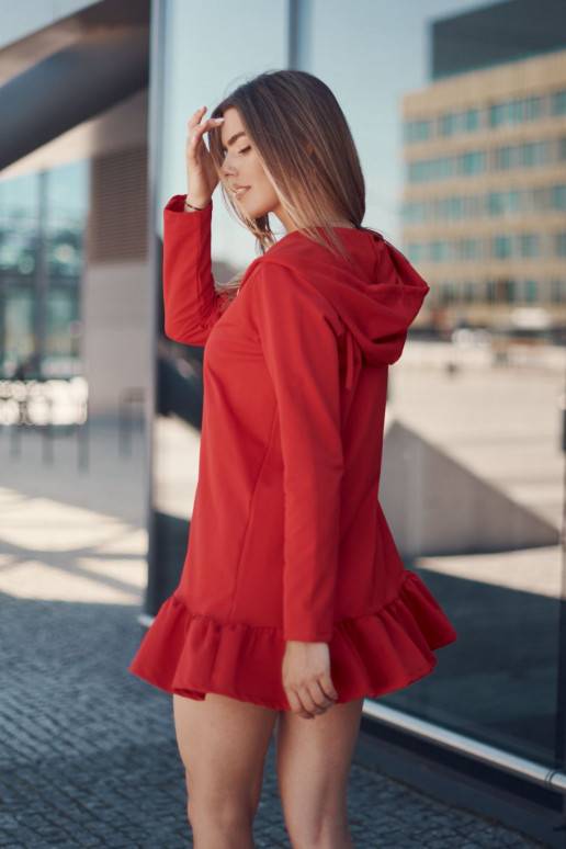 Džemperis ar kapuci sarkans