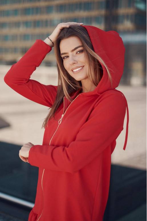 Džemperis ar kapuci sarkans