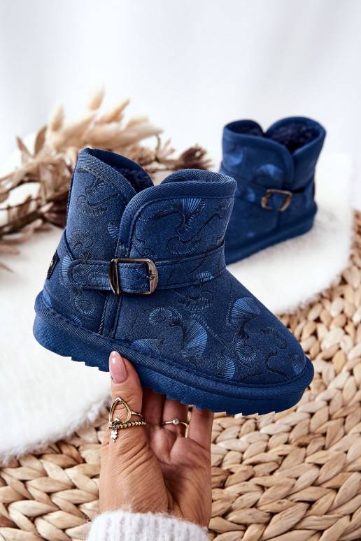 Sniega apavi ar kažokādu tumši zilas krāsas Kawai