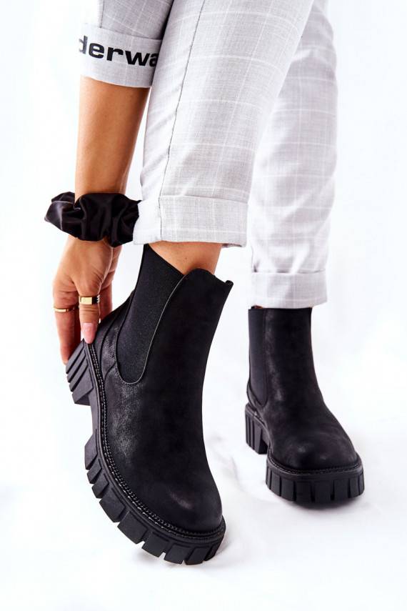 masīvi zābaki apavi siltināti Sergio Leone TR761 melnas krāsas