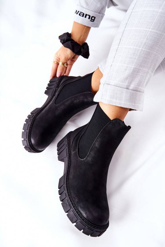 masīvi zābaki apavi siltināti Sergio Leone TR761 melnas krāsas