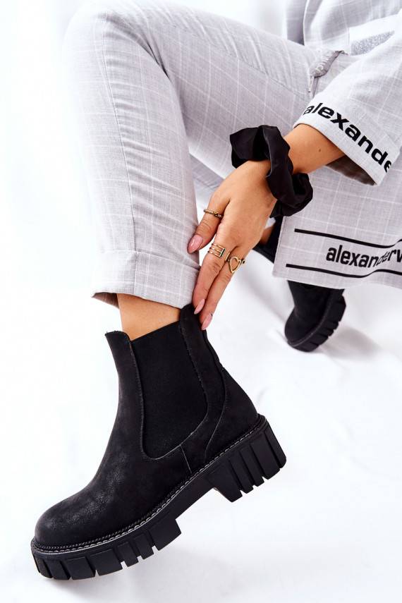 masīvi zābaki apavi siltināti Sergio Leone TR761 melnas krāsas