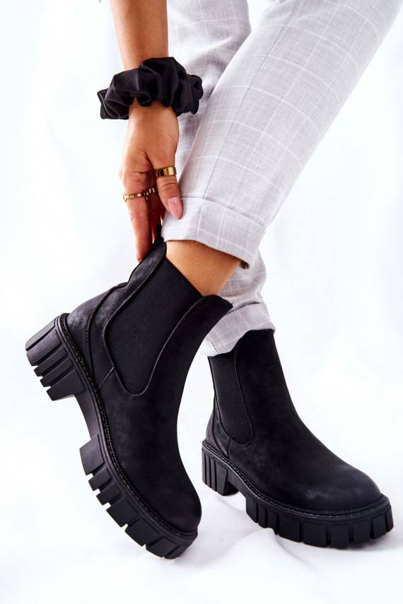 masīvi zābaki apavi siltināti Sergio Leone TR761 melnas krāsas