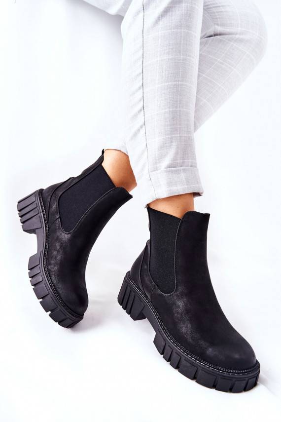 masīvi zābaki apavi siltināti Sergio Leone TR761 melnas krāsas