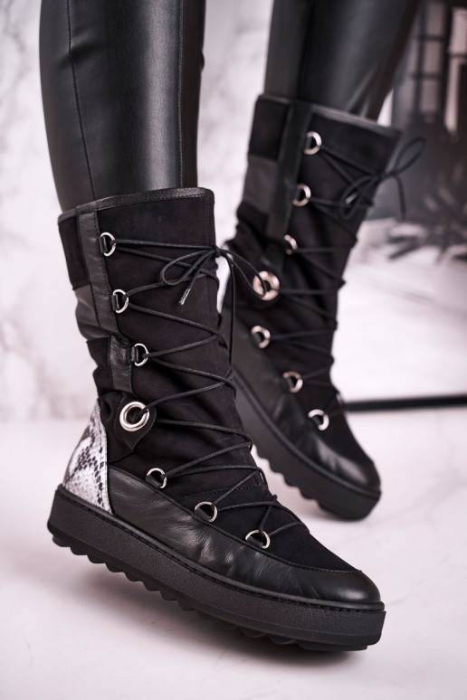 sniega apavi zamšādas ar kažokādu Laura Messi melnas krāsas 2054