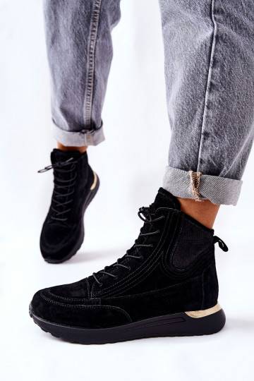 zamšādas Sportiska stila Sneakers modeļa apavi melnas krāsas Chocci