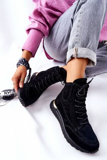 zamšādas Sportiska stila Sneakers modeļa apavi melnas krāsas Chocci 2