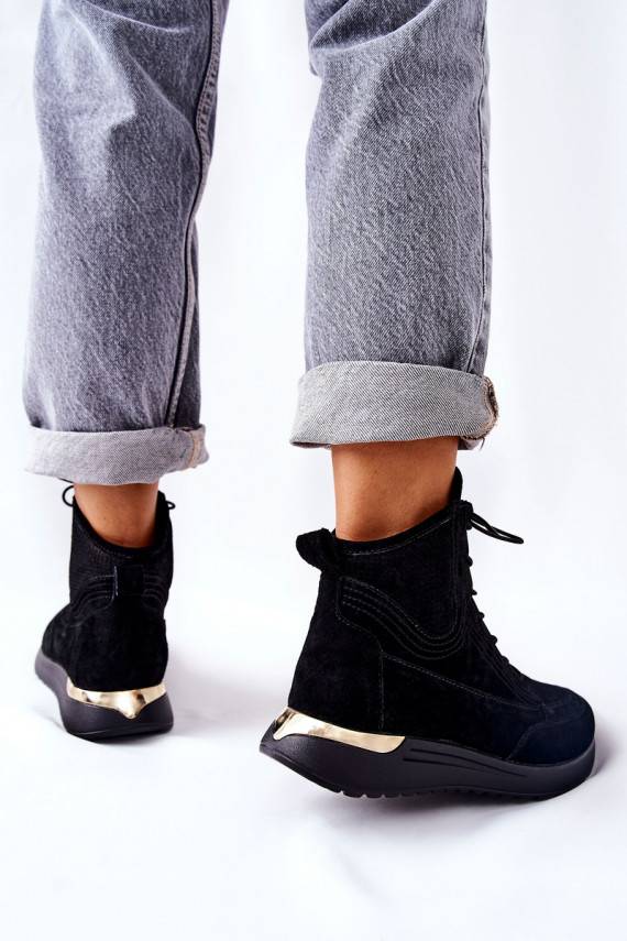  zamšādas Sportiska stila Sneakers modeļa apavi melnas krāsas Chocci