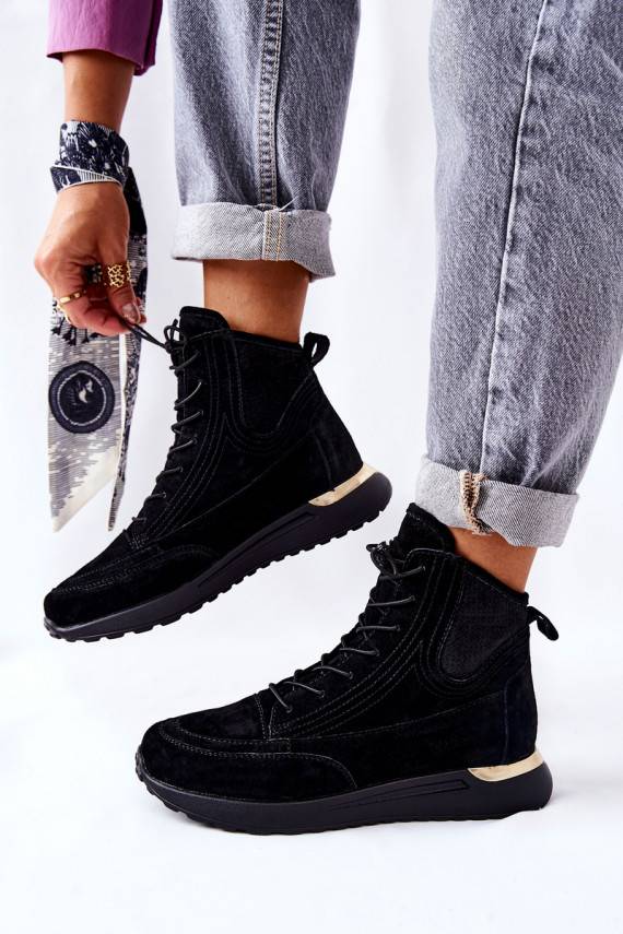  zamšādas Sportiska stila Sneakers modeļa apavi melnas krāsas Chocci