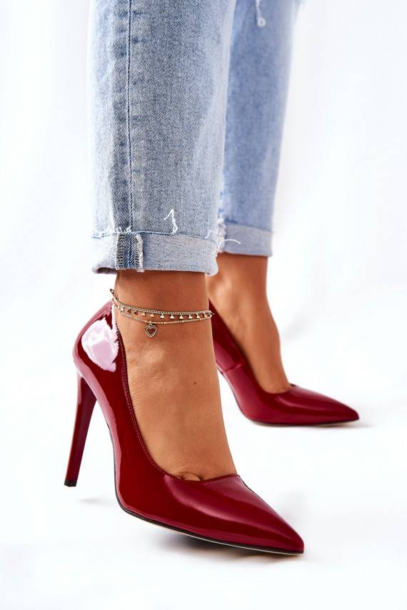 Laque augstpapēžu kurpes Apavi ar spicu purngalu Monnari 0220-005 sarkanas krāsas