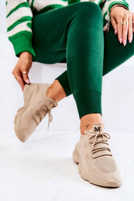 Sportiska stila apavi Sneakers modeļa apavi Auduma smilšu krāsas Nolene