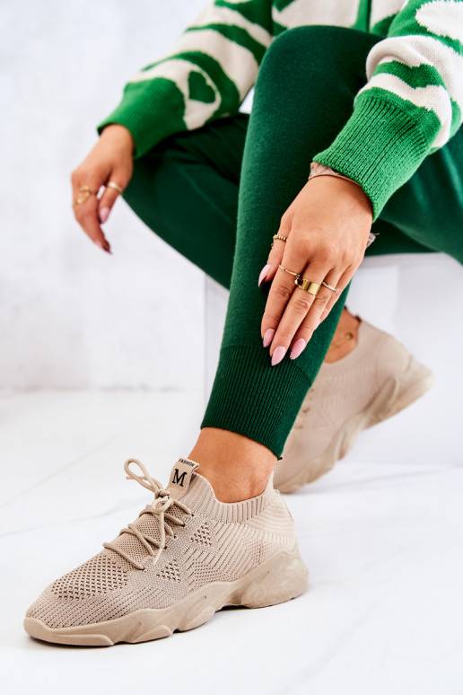 Sportiska stila apavi Sneakers modeļa apavi Auduma smilšu krāsas Nolene Sportiska stila apavi Sneakers modeļa apavi Auduma smilšu krāsas Nolene