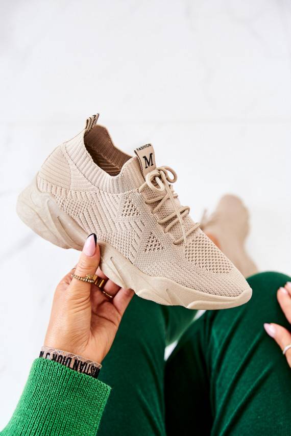 Sportiska stila apavi Sneakers modeļa apavi Auduma smilšu krāsas Nolene