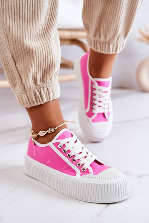 sporta apavi ar līdzenu zoli ar platformu Rozā krāsas Mischa