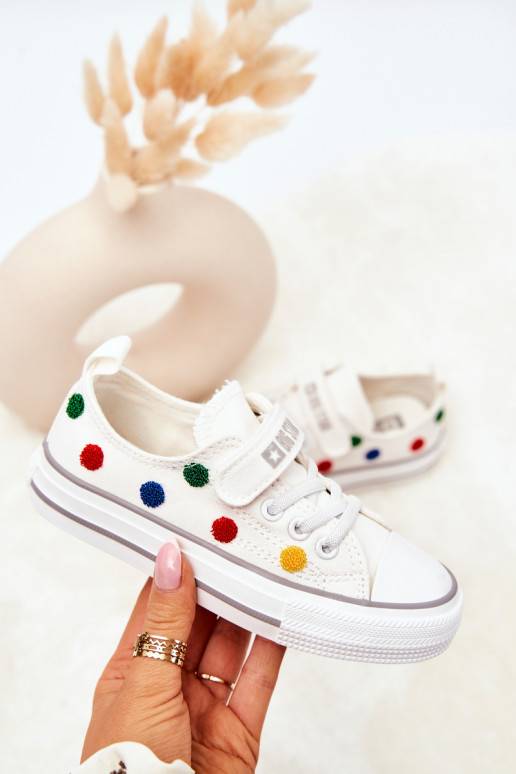 Bērnu brīvā laika apavi ar lipīgām aizdarēm BIG STAR JJ374053 baltas krāsas