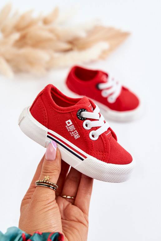 Bērnu apavi sporta apavi ar līdzenu zoli Big Star JJ374162 sarkanas krāsas