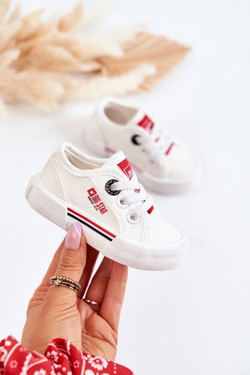Bērnu apavi sporta apavi ar līdzenu zoli Big Star JJ374160 baltas krāsas
