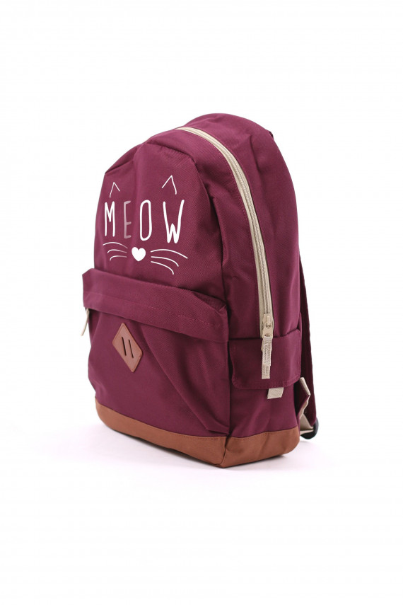 Mugursoma Retro Meow bordo krāsa