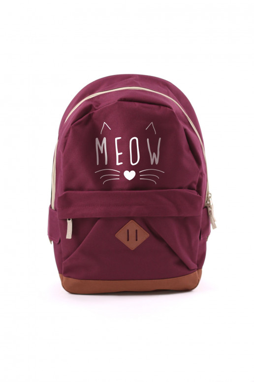 Mugursoma Retro Meow bordo krāsa