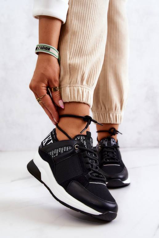 Sportiska stila apavi Sneakers modeļa apavi ar platformu melnas krāsas Lorey