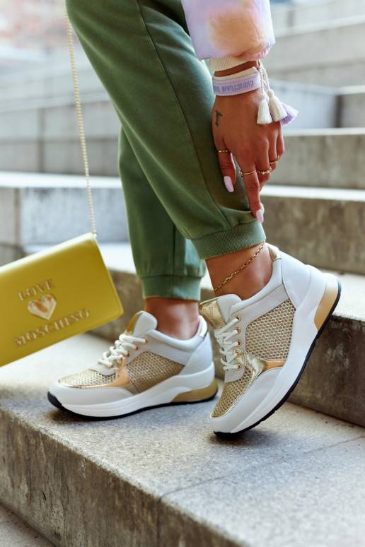 Stilīgasrni sporta apavi   Sneakers modeļa apavi Baltas-Zelta krāsas Danielle