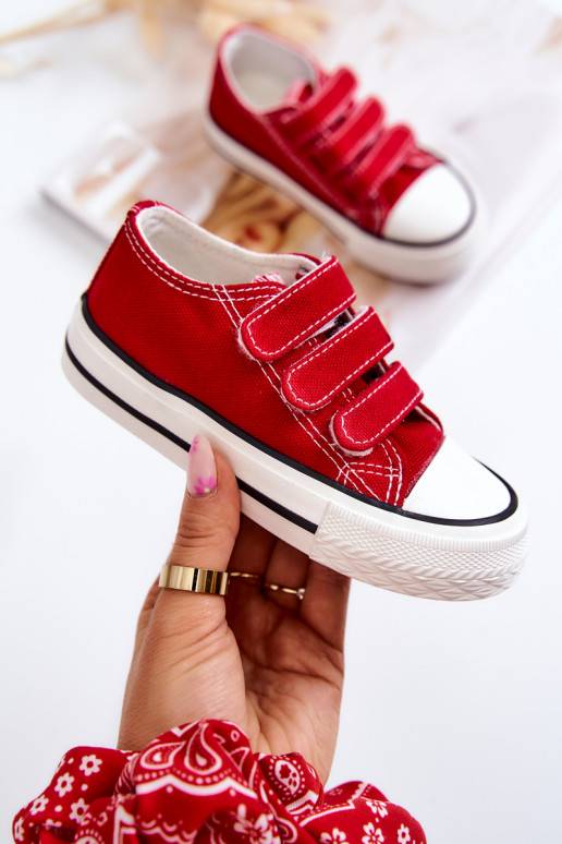 Bērnu brīvā laika apavi ar lipīgām aizdarēm sarkanas krāsas Bernie