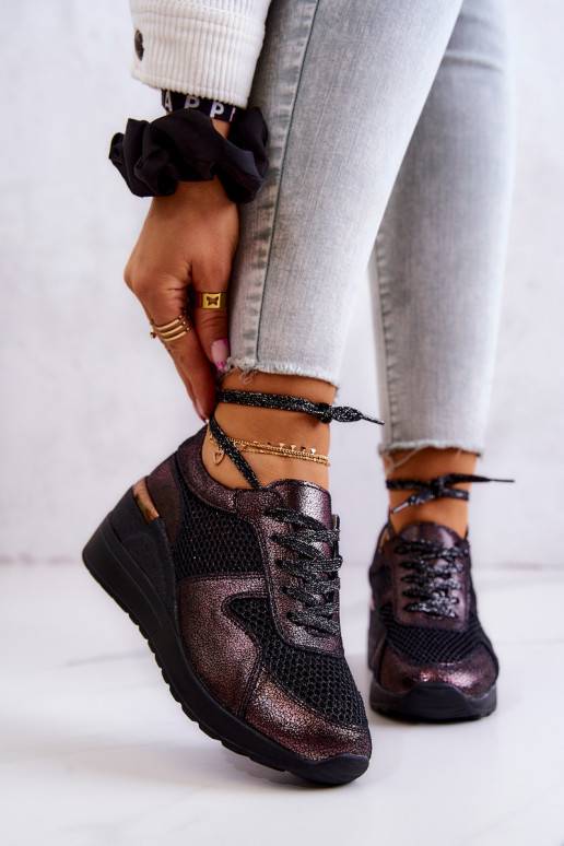 Sneakers modeļa apavi ar tīkliņu S.Barski melnas krāsas
