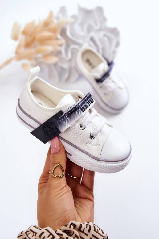 Bērnu apavi sporta apavi ar līdzenu zoli BIG STAR JJ374075 baltas krāsas